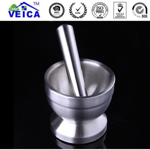 Stainless Steel Mortar Salt And Pestle Pedestal Bowl Garlic Press Pot Herb Mills Pepper Spice Grinder Cooking Tools