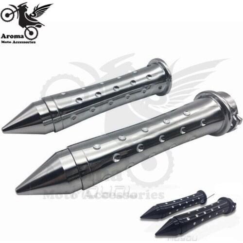 Top quality aluminium alloy silver black CNC moto handle grip retro motorbike grip for harley prince cruise motorcycle handlebar