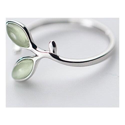 S925 Fashion Adjustable Leaf Ring, Olive Branch Ring, Women Girls Elegant Jewelry, Opening Korea Premium Cute Ring,Best Jewelry