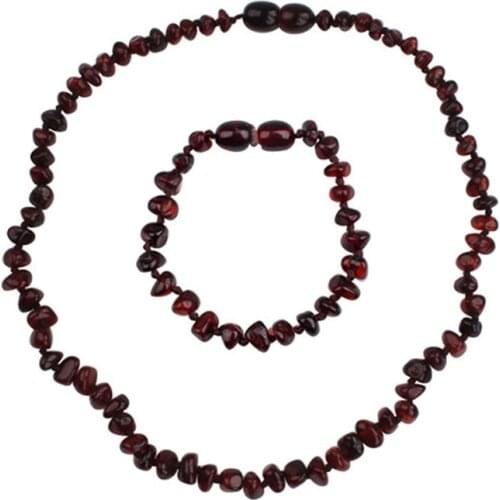 SA SILVERAGE 2021 Girls Boys Fashion Jewelry Sets Natural Amber Bracelets Necklaces Two Pieces Amber Sets Jewelry Sets for Baby