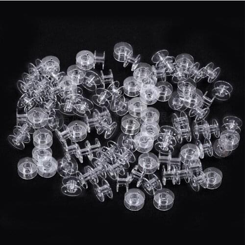 50Pcs Transparent Sewing Machine Spool Home Plastic Spool Sewing Tool Accessories Universal Empty Bobbin