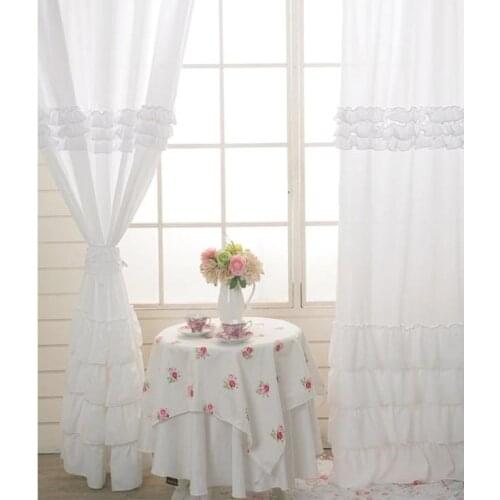 Princess Style 100% Cotton Curtains Elegant White Lace Curtains Sheer Tulles for Girls Room Window door sheet screen Home Decor