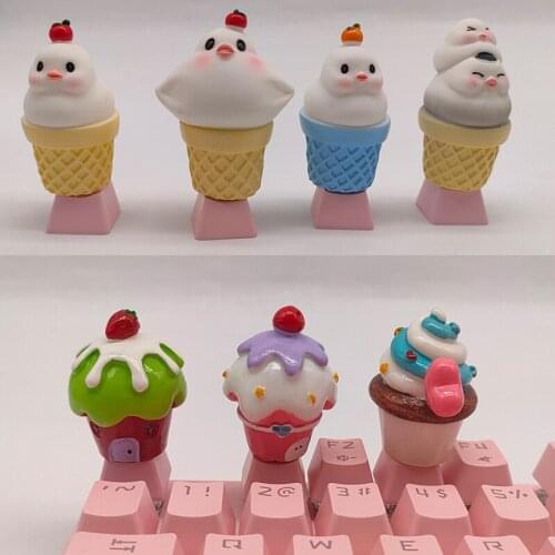 Cute Ice Cream Model Custom Keycap Personalized Design Resin Keycaps For Mechanical Keyboard Decoration Accessories Cherry Mx