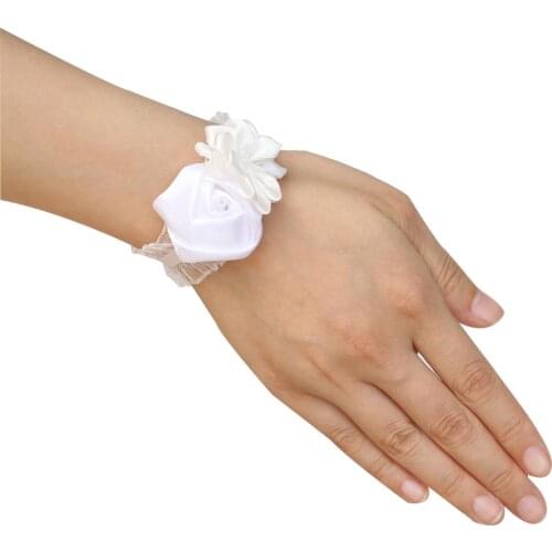 Customized Wedding Bride Wrist Ribbon Simulation Rose Bridesmaid Wrist Corsage Flower Decoration Bridal Wedding Party SW1380-S