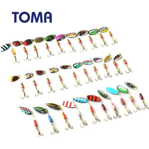 TOMA 30pcs Spinners Fishing Lure Kit Metal Mixed Spoon Sequin Hard Spinnerbait Fishing Wobblers Set Tackle Isca Atificial Lure
