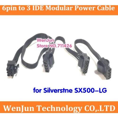 High Quality PCI-E 6pin Male to 3 IDE molex 4pin modular power cable for silverstone SX500-LG
