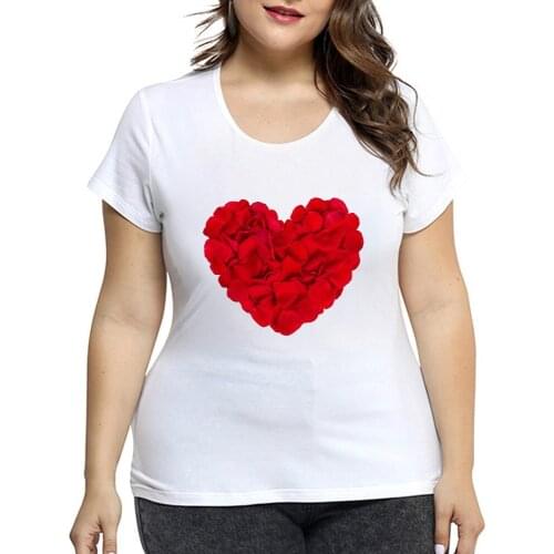T Shirt For Women 2021 heart Printed Casual Harajuku Tee Shirts femme Summer Short Sleeve Ladies Tops Tshirt Plus Size 4XL