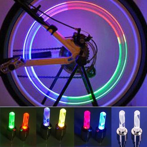 1 Pair Bike Car Motorcycle Wheel Tire Valve Colorful LED Flash Lights Lamps Bicycle Wheel Valve Light Bicycle Accessories Lamp