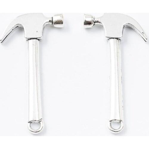 10pcs 53*27MM Antique silver color tool Hammer charms metal alloy Hammer pendants for bracelet necklace earring diy jewelry