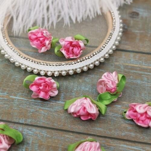 20Pcs Lace Applique Patch Red Blue Violet Handmade DIY 3D Rose Flower DIY Garment Accessories