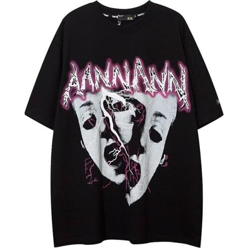 2021 Summer High Street T-shirt Rock Hip Hop Style Printed O-neck 100% Cotton T-shirt Oversize Short Sleeve Tshirt For Man