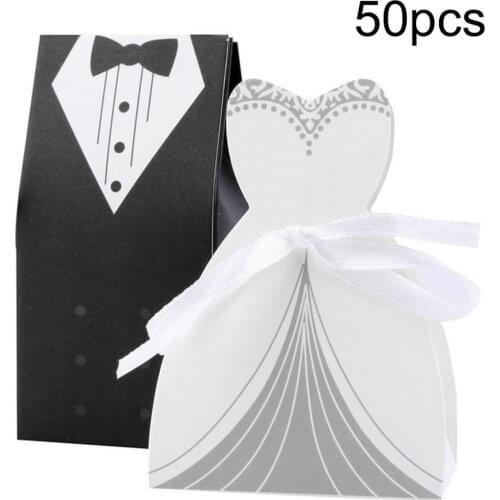 50pcs Wedding decoration bride groom candy boxes Wedding Favor and gifts paper for mariage boda Wedding Decorationdiscount