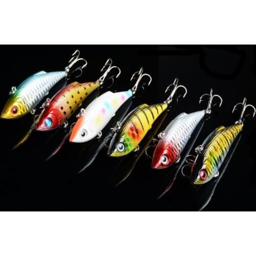 6Pcs/Lot Sinking Slow Crankbait VIB Lures Hard Baits 8cm/11.8g Treble Hooks Sinking Wobblers Boat Sea Fishing Lure Tackle