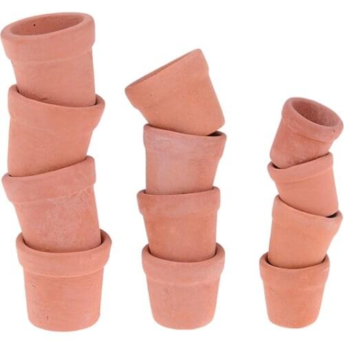 7/12pcs Mini Red clay Flowerpot Simulation Garden Flower Pot Model Toy For 1/12 Dollhouse Miniature Doll Houses Accessories