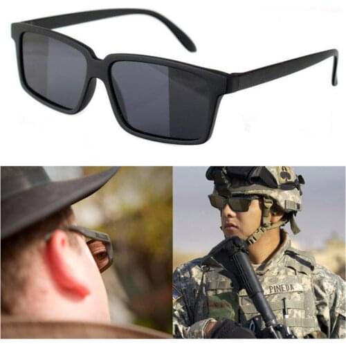 Anti-tracking Rearview Glasses Men Women Vintage Black Square Shades Reflective See Behind Spy Sunglass With Mirror on Side
