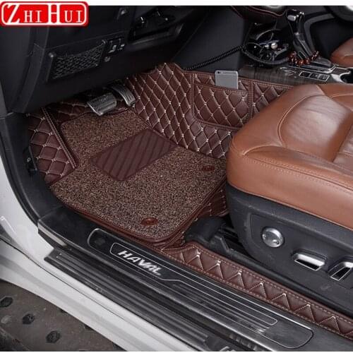 Car Floor Mats Double Layer Custom Leather Foot Pads Cover Interior Floorliner For GWM Haval H9 2015-2020 Accessories For LHD
