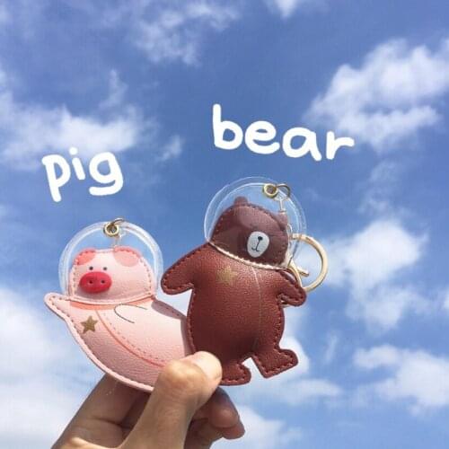 Luxurious Animal Astronauts Top Grade Keychain Phone Charm Kawaii Car Key Chain Bag Pendant Car Accessories KeyRings Wholesale