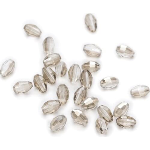 50 Piece Transparent Gray Olive Cut Faceted Crystal Glass Spacer Beads Jewelry Making 6-11mm