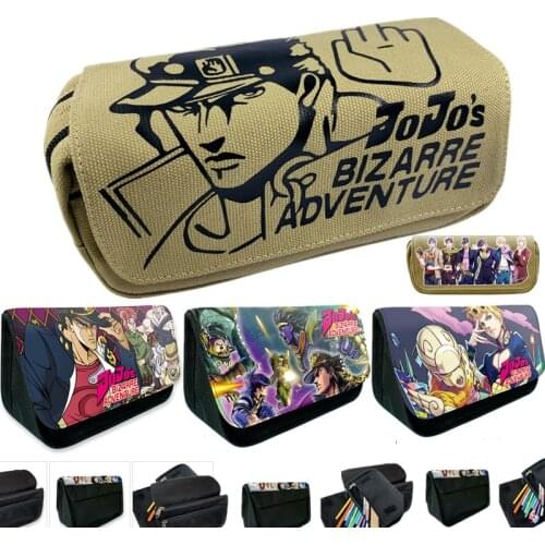 Bizarre Adventure Pencil Case Wallet Purse School Pen Zipper Canvas Bag Anime Cartoon Kids Gift