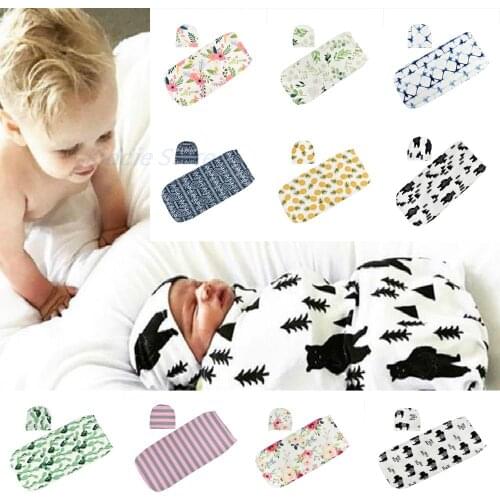 Baby Swaddle Bags Cocoon Warm Swaddle Wrap for Infant Print Babies Swaddling Blankets with a Beanie Newborn Photograph Sleepsack