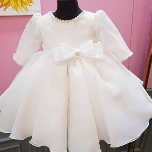 Beads Baby Girl Dresses Long Sleeve Infant Christening Baptism Gown Newborn 1 Year Birthday Princess Infant Girl Party Costume
