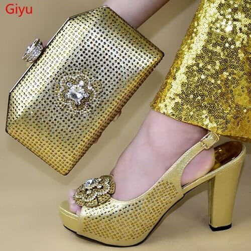 Doershow African Matching Shoes and Bag Set African Wedding Shoe and Bag set Italy Shoe and Handbag Summer Set for party!SSTY1-3