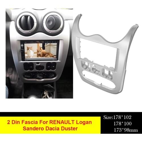Double Din DVD Stereo Frame Panel Mounting Fascia For RENAULT Logan Sandero Dacia Duster CD Dash Installation Trim Kit