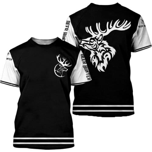 Deer Hunting Collection Men 3D Full Print Casual T-Shirts Unisex Tops Harajuku Summer Tee Hip-Hop Women Short Sleeve Plus Size 1