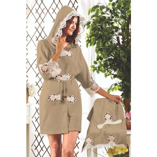 Bathrobe Set for Ladies Bamboo Quality Stylish Design Embroidered Head Towel Elegant fashionable Female Woman crl
