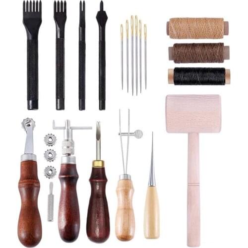 KAOBUY Complete Practical Leather Craft Tools Set With Awl, Wax Thread, And Other Leathercraft Accessories