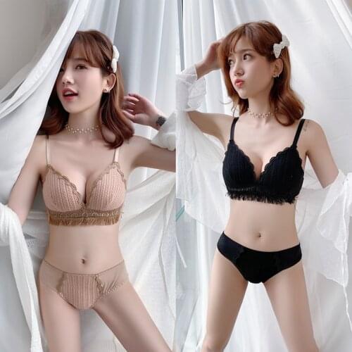 2Pcs/Set Womens Sexy Lace Bra Panties Set Women Fashion Underwear Sexy Top Ladies Cotton Bra Fashion Push Up Brassiere Female