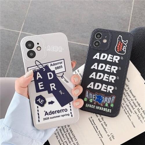 Korea Trendy Brand ADER Label Straight Edge Phone Case For iPhone 12 mini 11 Pro X XR XS MAX 7 8 Plus SE 2020 Soft Protect Cover