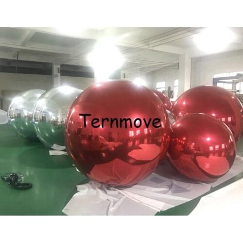 Red Inflatable Mirror Ball For Stage Round Reflective Ball For Exhibition silver party shopping mall decorate Events Decoration