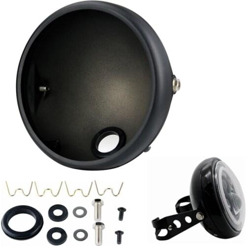 Motorcycle Matte Black Headlight Base 7-Inch Retro Bucket Motorcycle Modified Headlight Base LED Headlight Shell Accessories