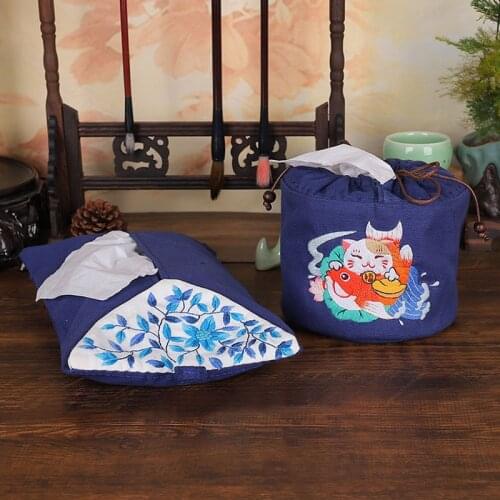DIY Embroidered Kit Tissue Box Cover Chinese Style Material Package Home Decor Handmade Cotton Linen For Room Decorations