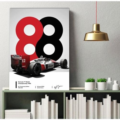 1988 Ayrton Senna F1 Formula World Champion Wall Art Picture Canvas Painting Poster and Prints for Living Room