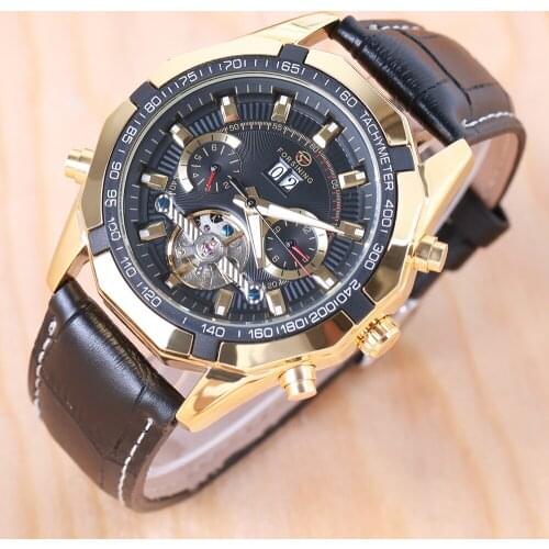 2021New Luxury Brand Gold Design Watches Forsining Men Automatic Watch Mechanical Watch Genuine Leather Strap Mens Wristwatches
