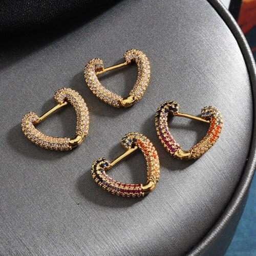 New Luxury Heart CZ Earrings Top Quality Ear Cuff for Women Statement Boho Microinlay Tiny CZ Heart Earrings Fashion Jewelry