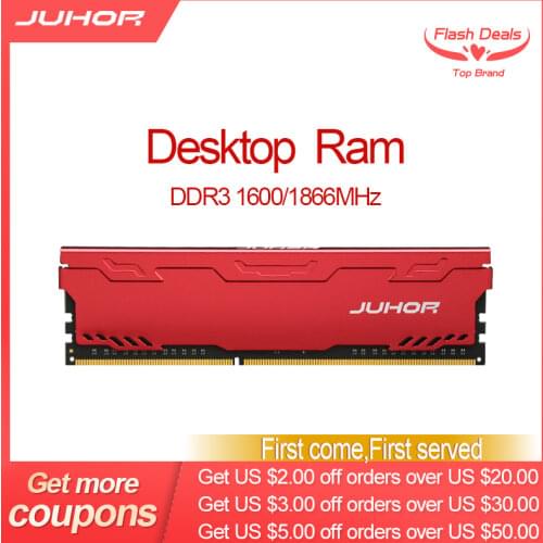 JUHOR Ram 8GB 1600Mhz DDR3 Memoria Desktop Dimm Memory With Heat Sink