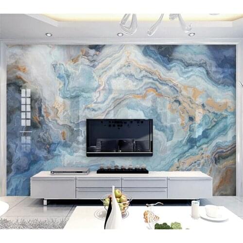 Beibehang Custom wallpaper 3D stereo photo mural blue cornucopia landscape marble background wall living room bedroom decoration