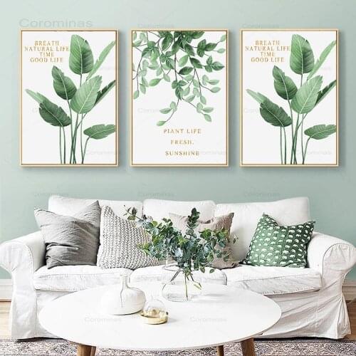 Nordic Style Poster And Prints Tropical Green Plant Scandinavian Decor Canvas Painting Wall Art Picture For Living Room No Frame