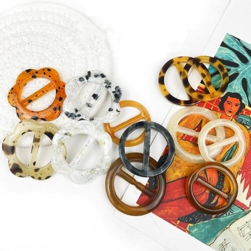 2PCs/lot Round Flower Resin Belt Buckle for Overcoat T-shirt Luggage Decoration Garment Accessories Tri-glide Adjustable Slider