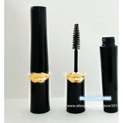 30pcs 50pcs Empty Cosmetic Gold Lip Shape Mascara Packing Tube Black Plastic Mascara Container Beauty Mascara Storage Bottle