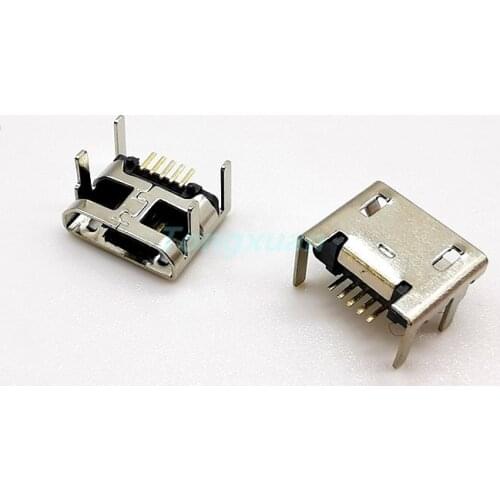 10pcs Micro USB Connector 5pinS seat Jack Micro UsbInserting Plate Seat Mini Usb Connector 4 Feets 5P B Type