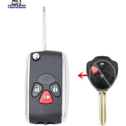 Luxury Modified Flip Remote Key Shell Fob 3 Button for Toyota Yaris Scion TC Hilux 4Runner TOY43 blade
