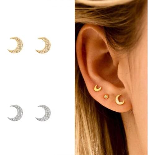 Aide Minimalist Moon Stud Earrings for Women 925 Sterling Silver Original Christmas Jewelry Gift Fashion Jewelry Earring Brincos