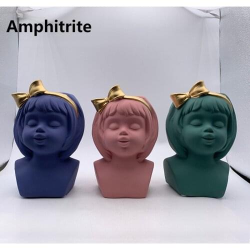 Nordic Bowknot Girl Art Sculpture Flower Vase Creative Garden Decoration Flower Vase Handcrafted Pottery For Modern House