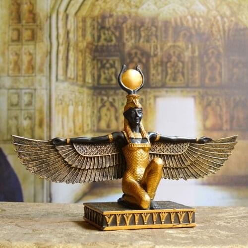 Egyptian Gods and Goddess Isis Statue Study Cabinet Decoration Egyptian Eye Decoration Open Home Desktop Decoration Souvenir
