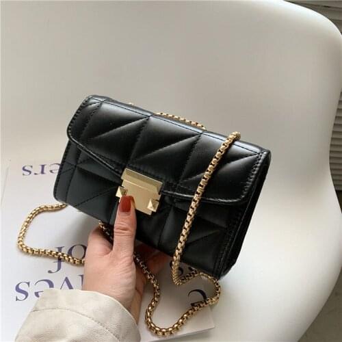 Shoulder Bag Crossbody Bags for Women Handbag Women Bag Purse Retro Chain Fashion PU Leather All-match 2021 New Lattice Designer