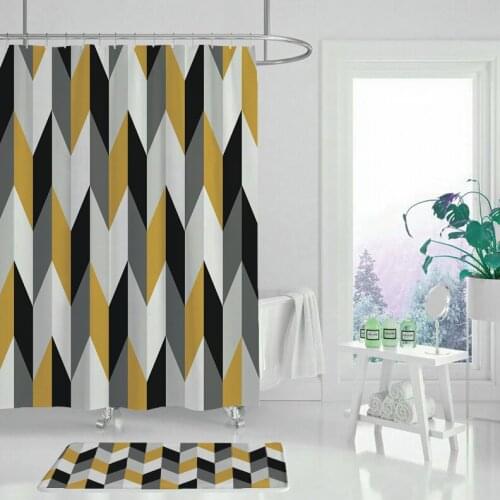 Waterproof shower curtain floral print geometric bohemian bathroom curtain shower wall-mounted geometric shower curtain